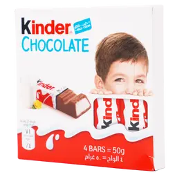Kinder Chocolate Bars Pack 4 Bars 50 gm