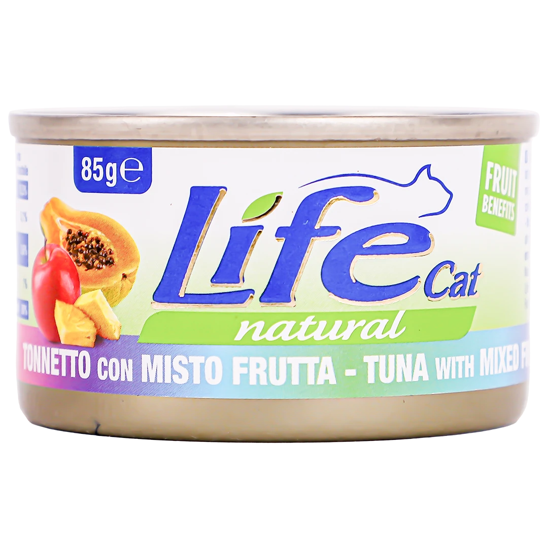 Life Cat Canned Tuna With Fruits 85 gm 
