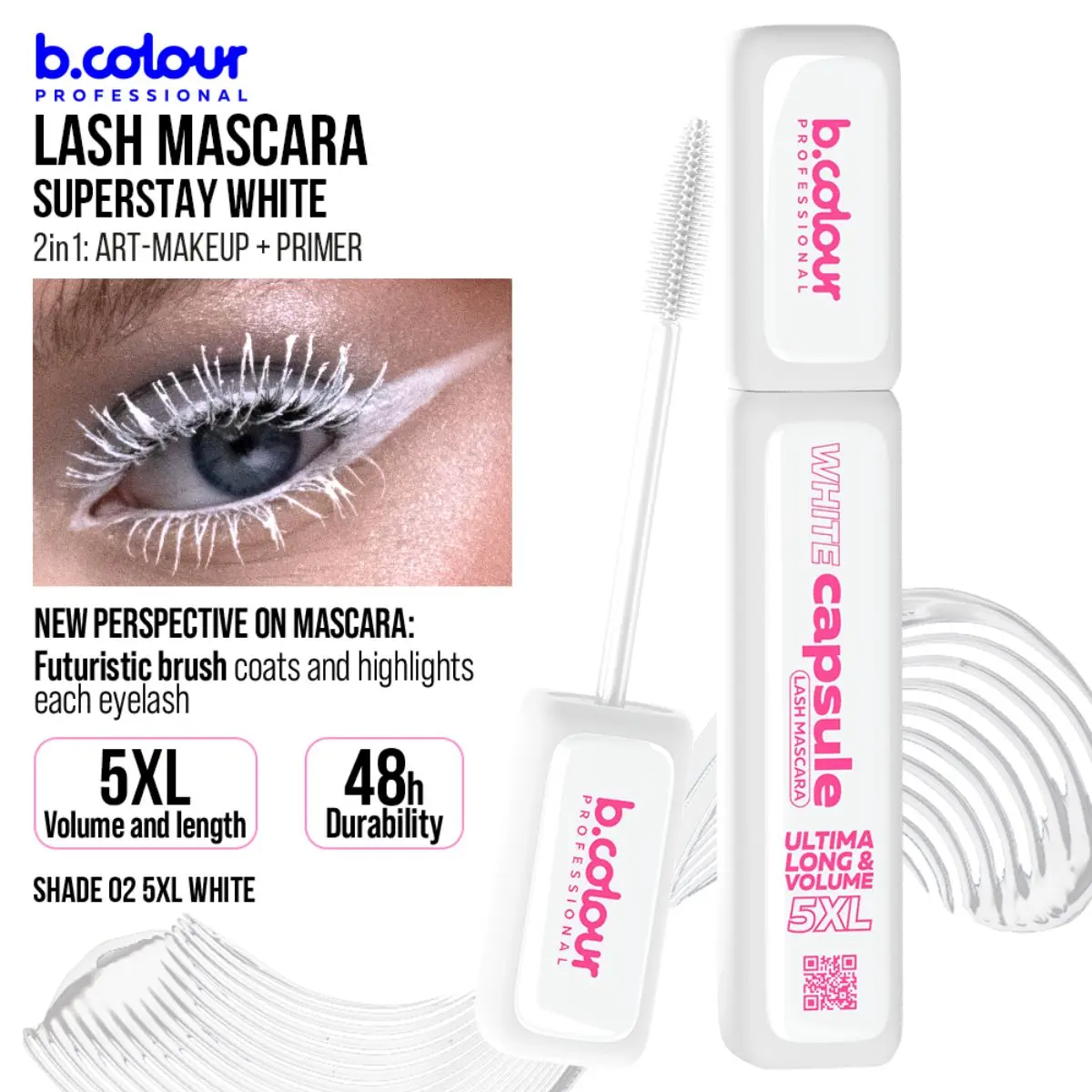 B.Colour Pro Capsule Superstay White Lash Mascara 02 5Xl White - view 5