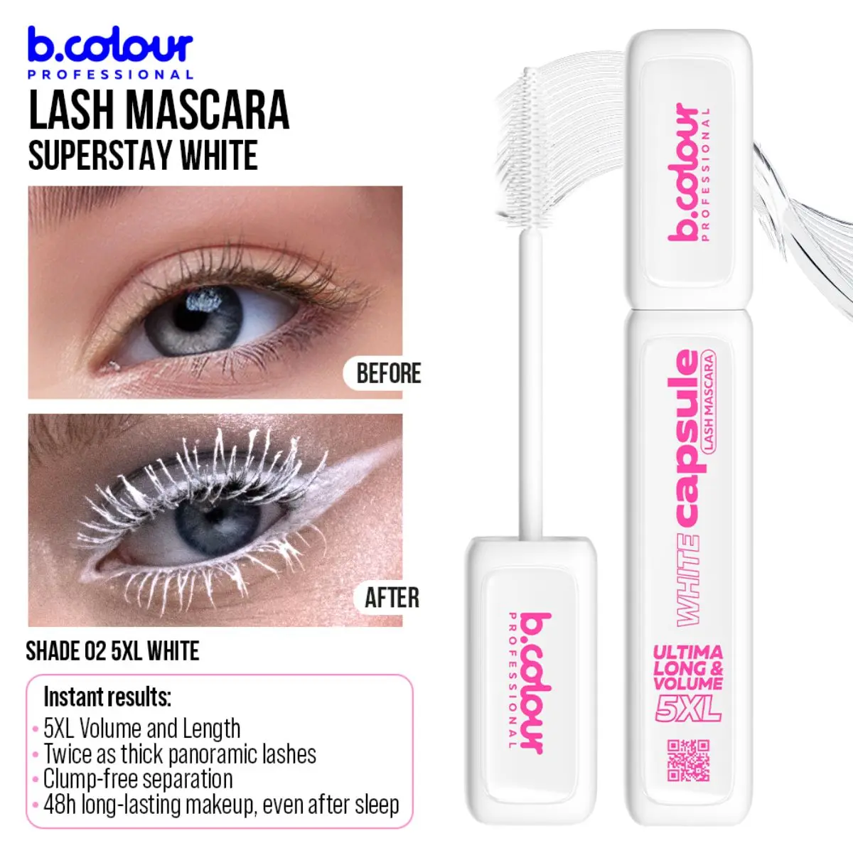 B.Colour Pro Capsule Superstay White Lash Mascara 02 5Xl White - view 6