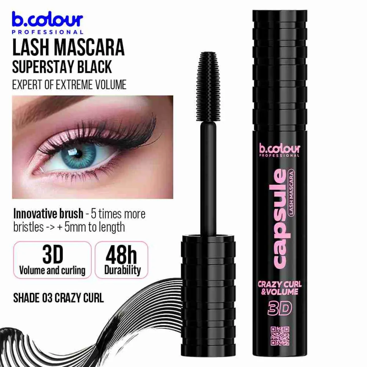B.Colour Pro Capsule Superstay Black Lash Mascara 03 Crazy Curl - view 6