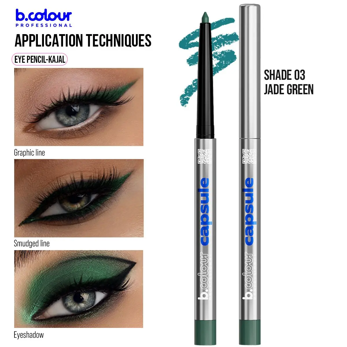 7Days B.Colour Pro Capsule Automatic Kajal Eye Pencil 03 Jade Green - view 8