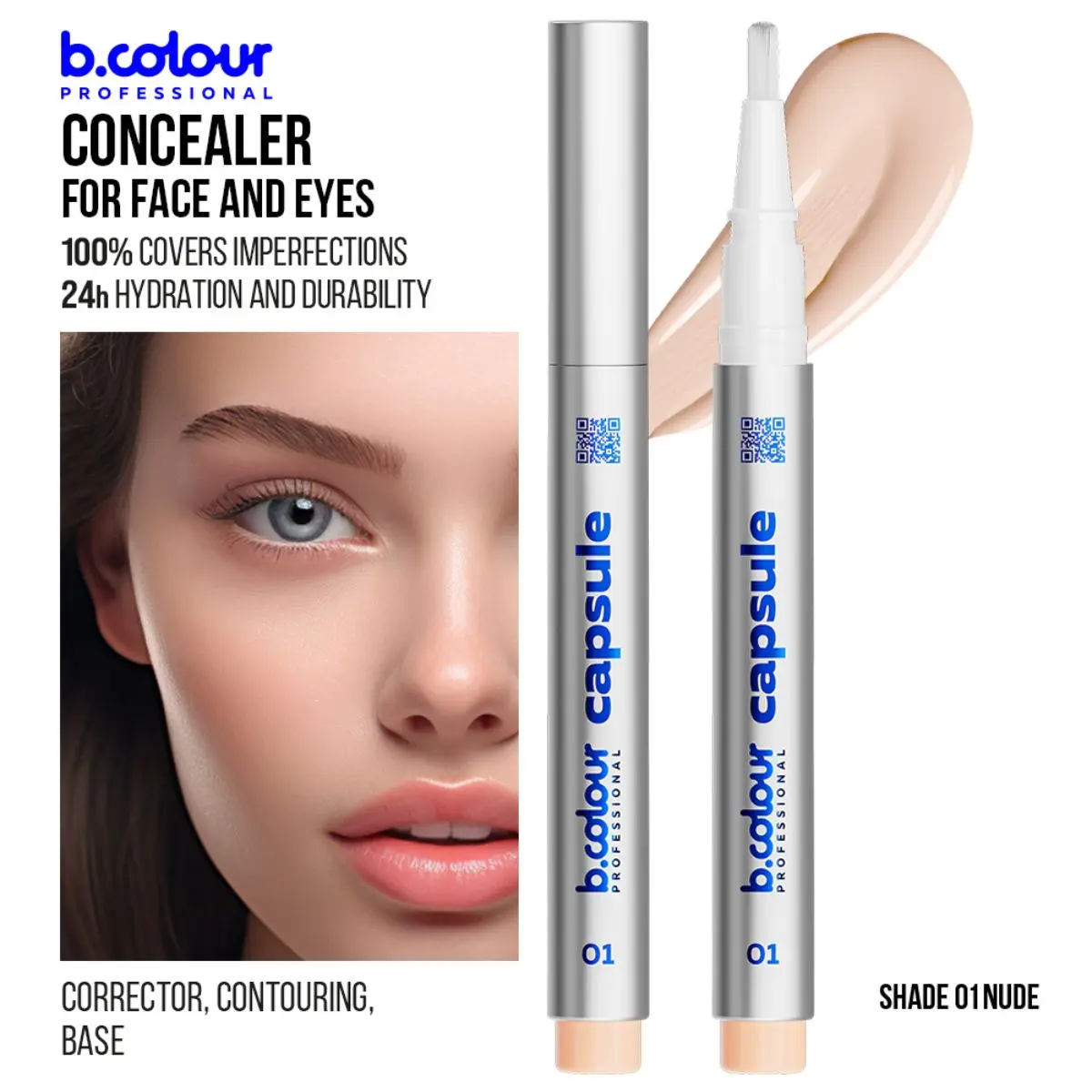 7Days B.Colour Pro Capsule Hydrating Face And Eyes Concealer 01 Nude - view 5