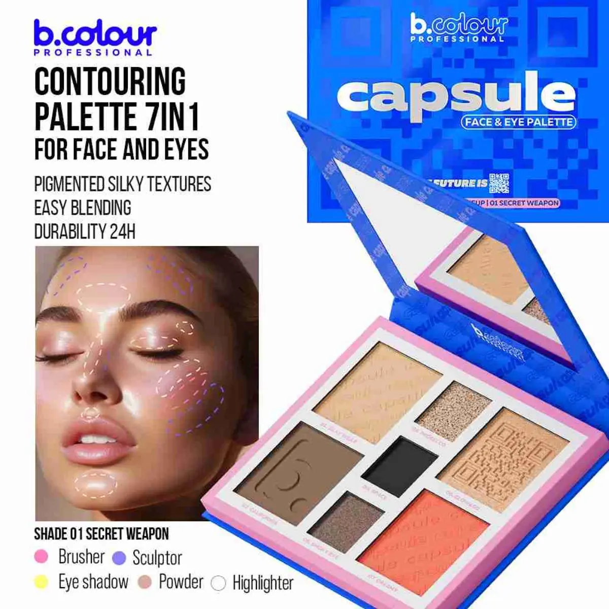 7Days B.Colour Pro Capsule Contouring Face And Eyes Palette 01 Secret Weapon - view 6