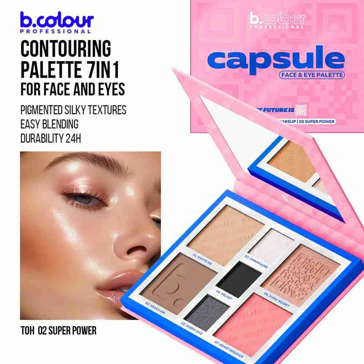 7Days B.Colour Pro Capsule Contouring Face And Eyes Palette 02 Super Power - view 6