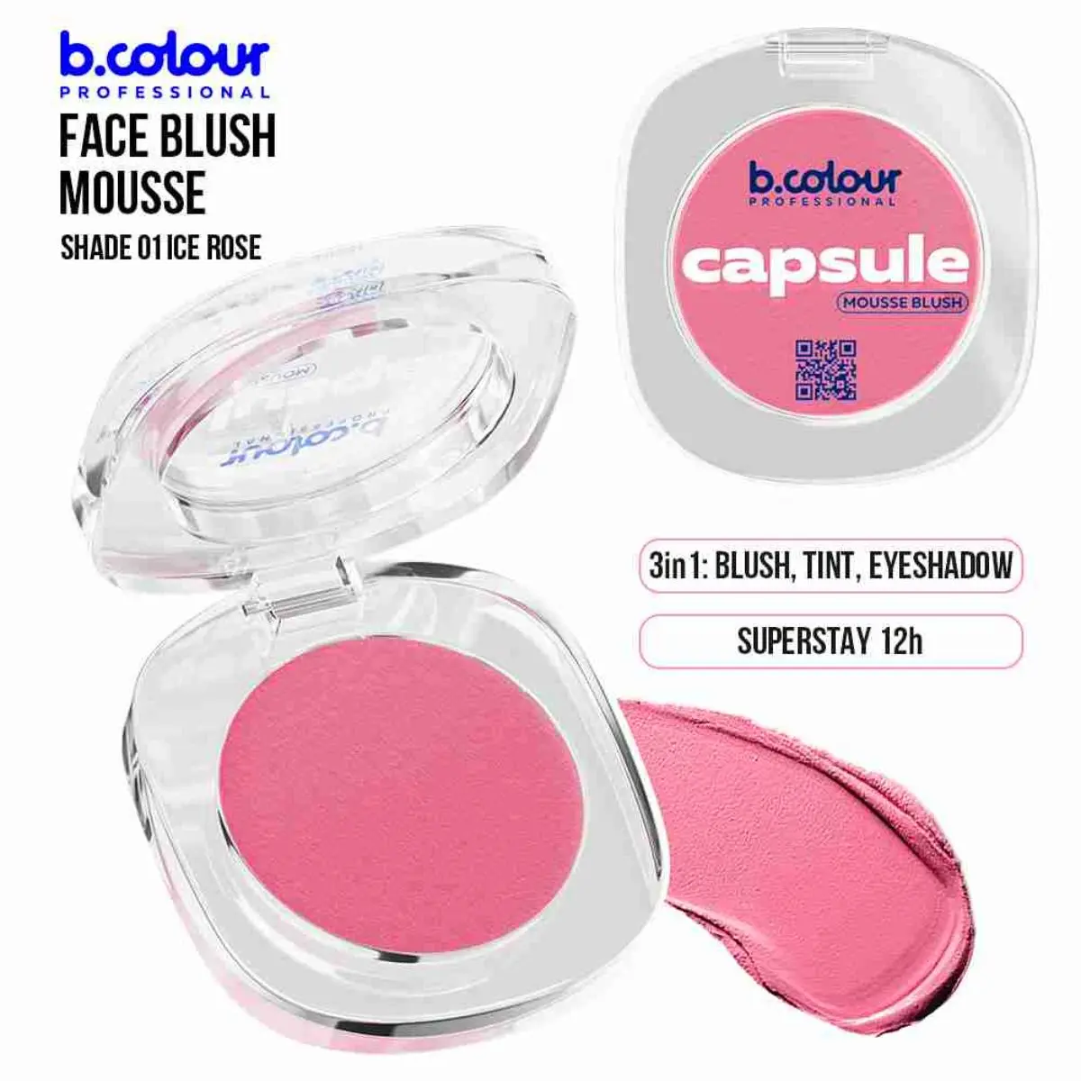 7Days B.Colour Pro Capsule Mousse Face Blush 01 Ice Rose - view 8