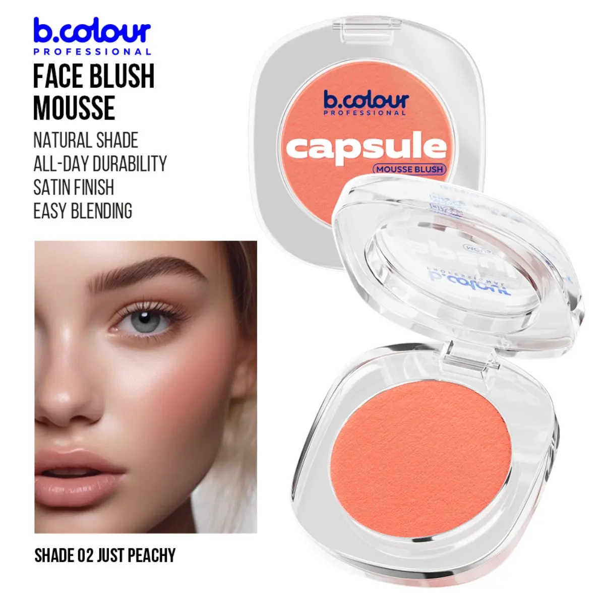 B.Colour Pro Capsule Mousse Face Blush 02 Just Peachy - view 4