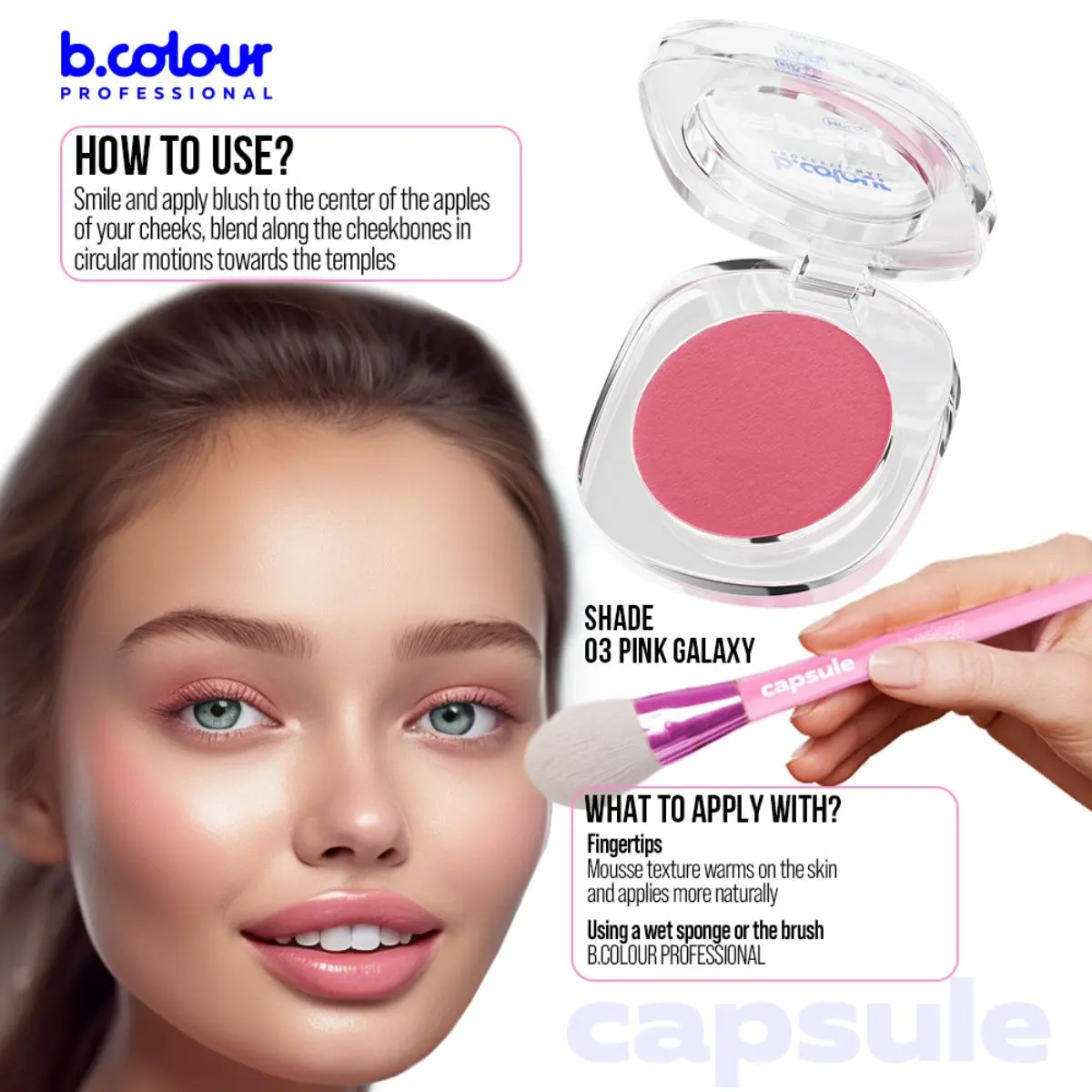 7Days B.Colour Pro Capsule Mousse Face Blush 03 Pink Galaxy - view 14