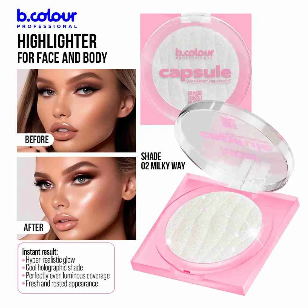 7Days B.Colour Pro Capsule Face And Body Highlighter 02 Milky Way - view 3