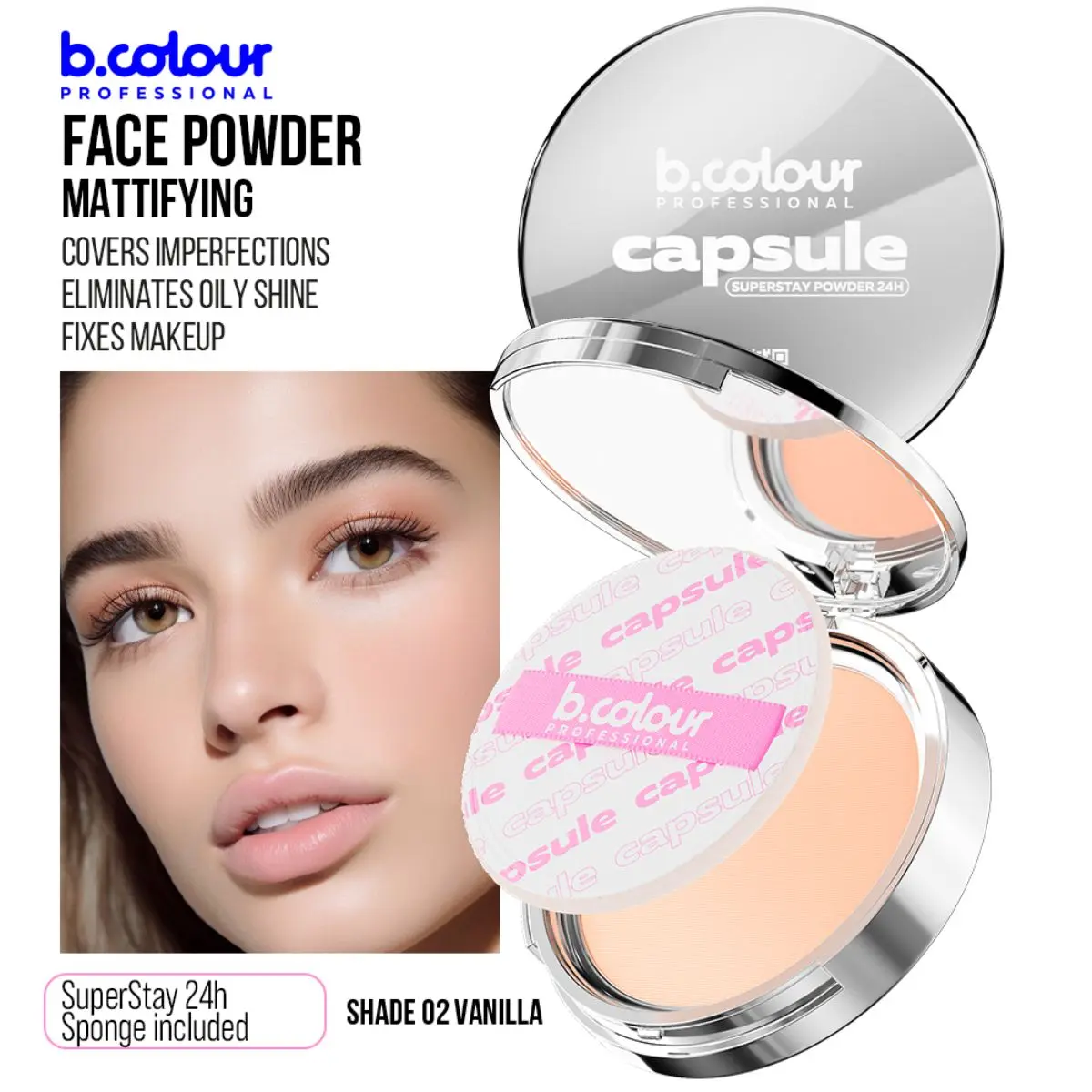 7Days B.Colour Pro Capsule Mattifying Face Powder Superstay 24H 02 Vanilla - view 3