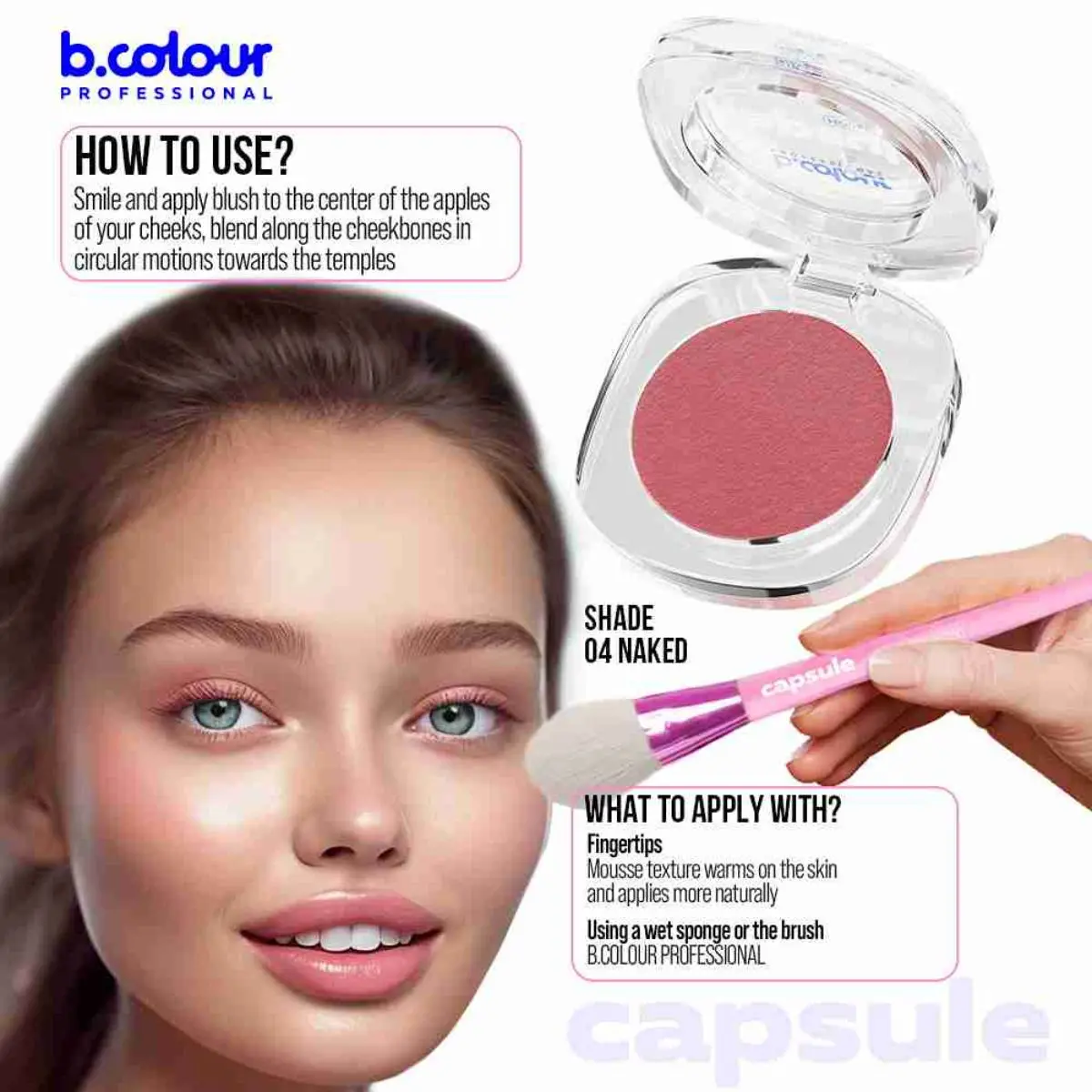 7Days B.Colour Pro Capsule Mousse Face Blush 04 Naked - view 6