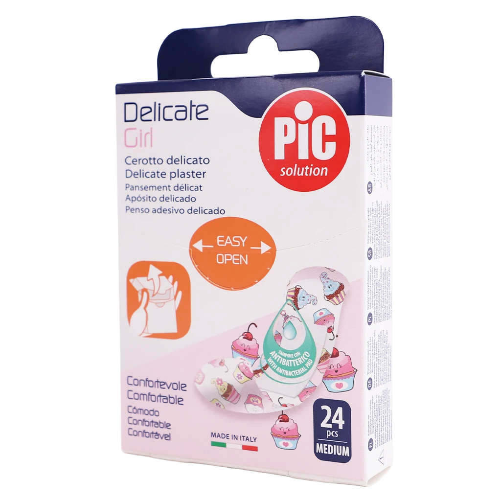 Pic Delicate Girl Plaster Anti Bacterial 1.9 X 7.2 Cm 24 Pcs