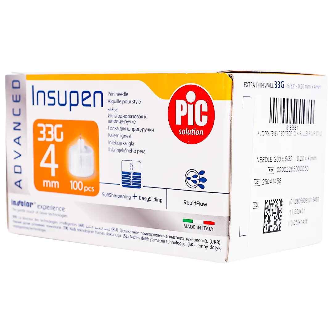 Pic Advanced Insupen Insulin Pen Needle 33 G X 4 Mm 100 Pcs - view 1