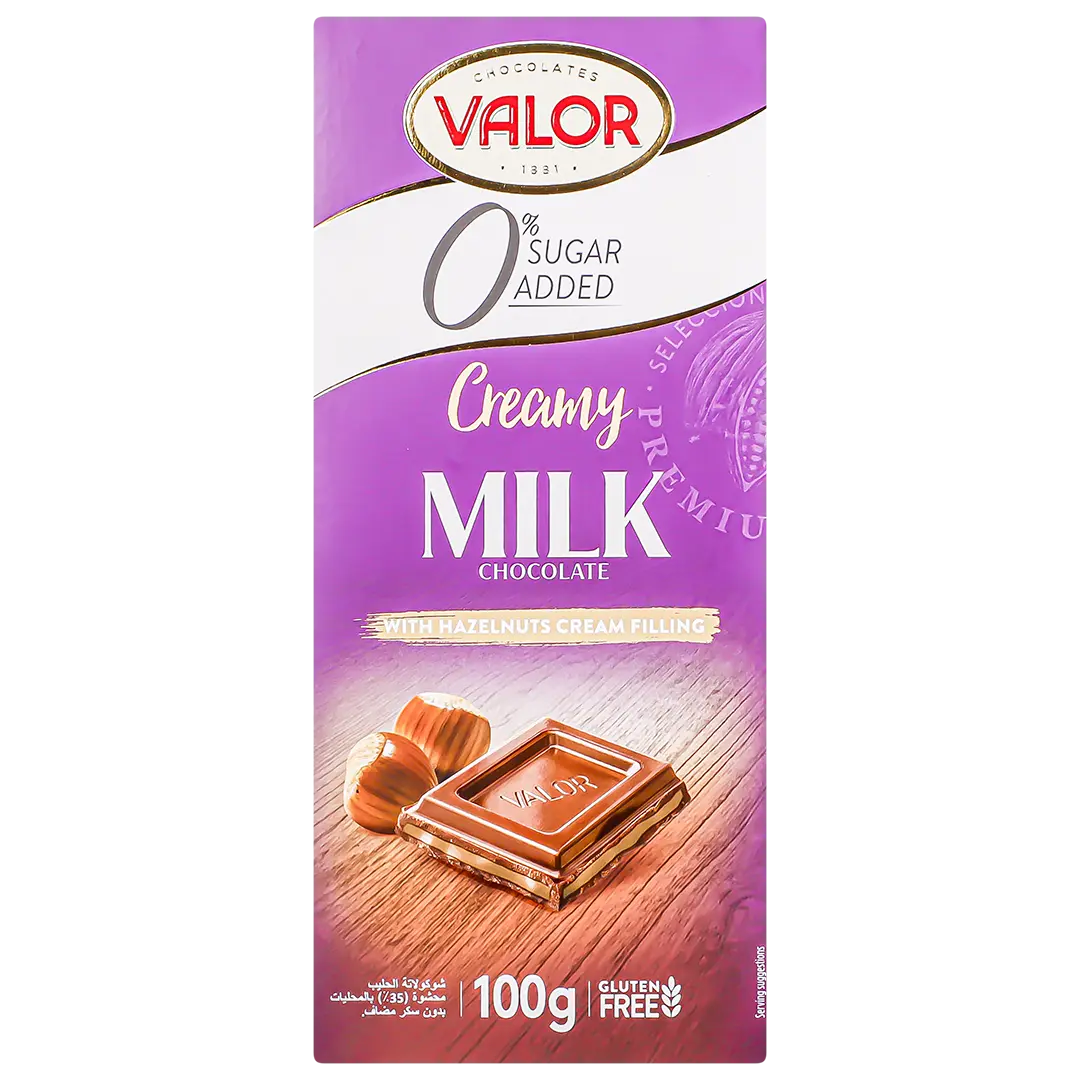 Valor Milk Chocolate with Hazelnuts No Suger Add Gluteen Free 100 gm - view 1