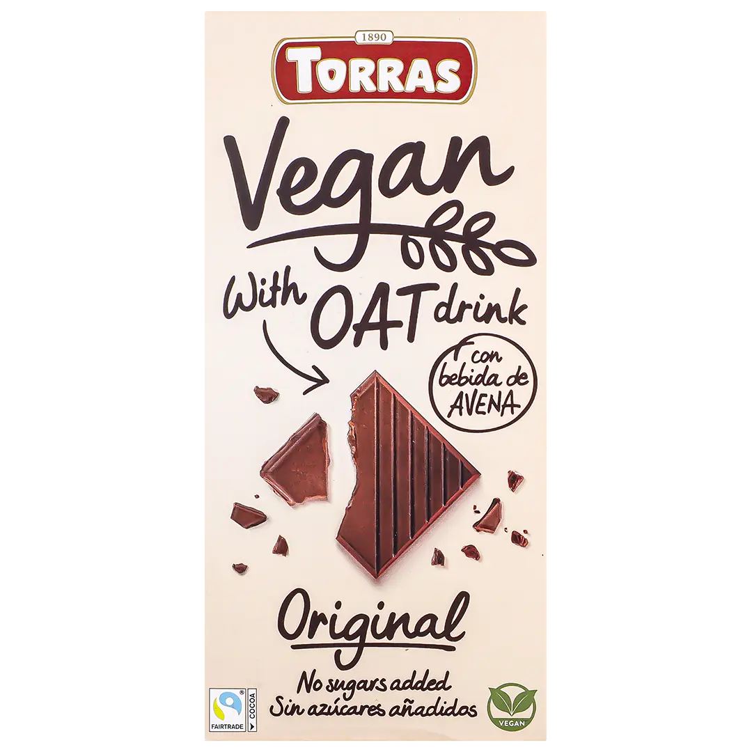 Torras Plant-Based Chocolate with Oat Extract No Added Sugar 100 gm - view 1