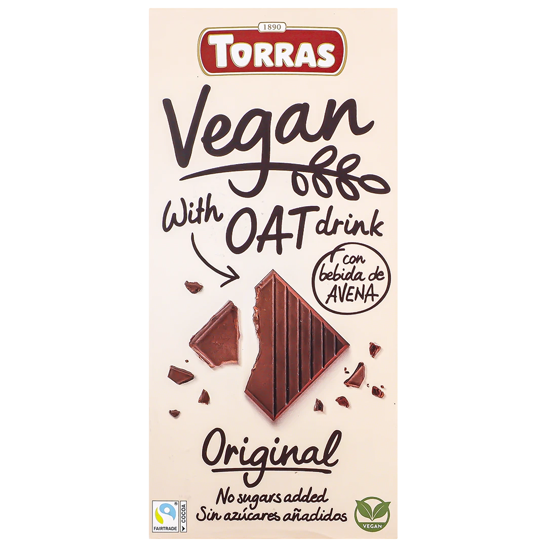 Torras Plant-Based Chocolate with Oat Extract No Added Sugar 100 gm