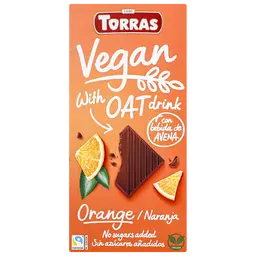 Torras Plant-Based Chocolate with Oat & Orange Extract No Added Sugar 100 gm