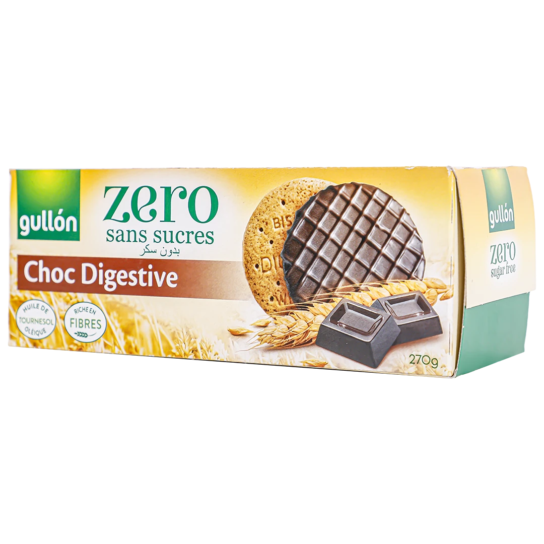 Gullon Zero Whole Wheat Biscuits Coated with Dark Chocolate 270 gm