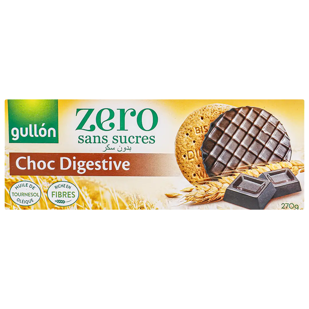 Gullon Zero Whole Wheat Biscuits Coated with Dark Chocolate 270 gm - view 2