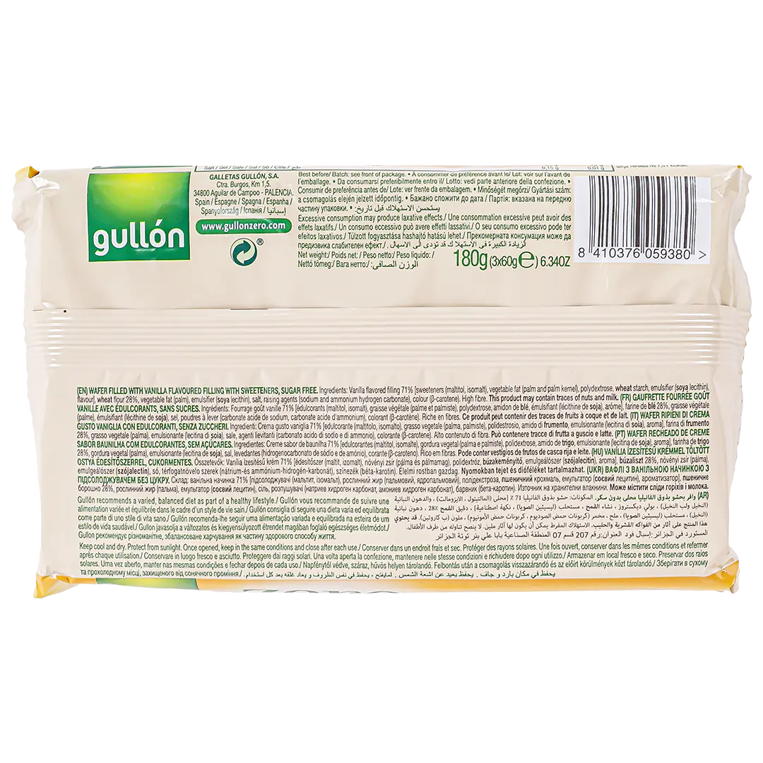 Gullon Zero Wafer with Vanilla No Sugar 180 gm - view 2