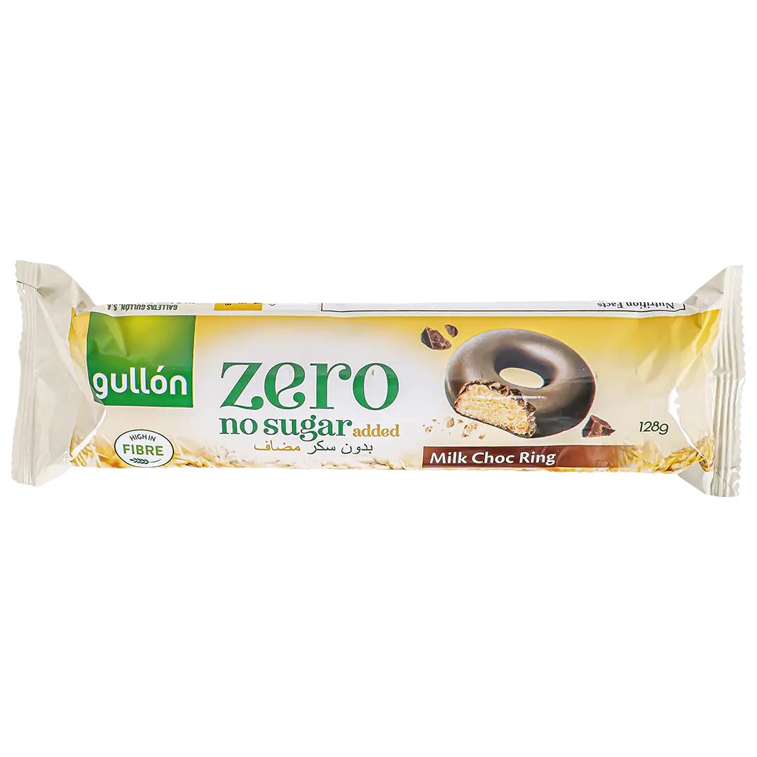 Gullon Zero Biscuits Coated with Milk Chocolate No Added Sugar 128 gm - view 1
