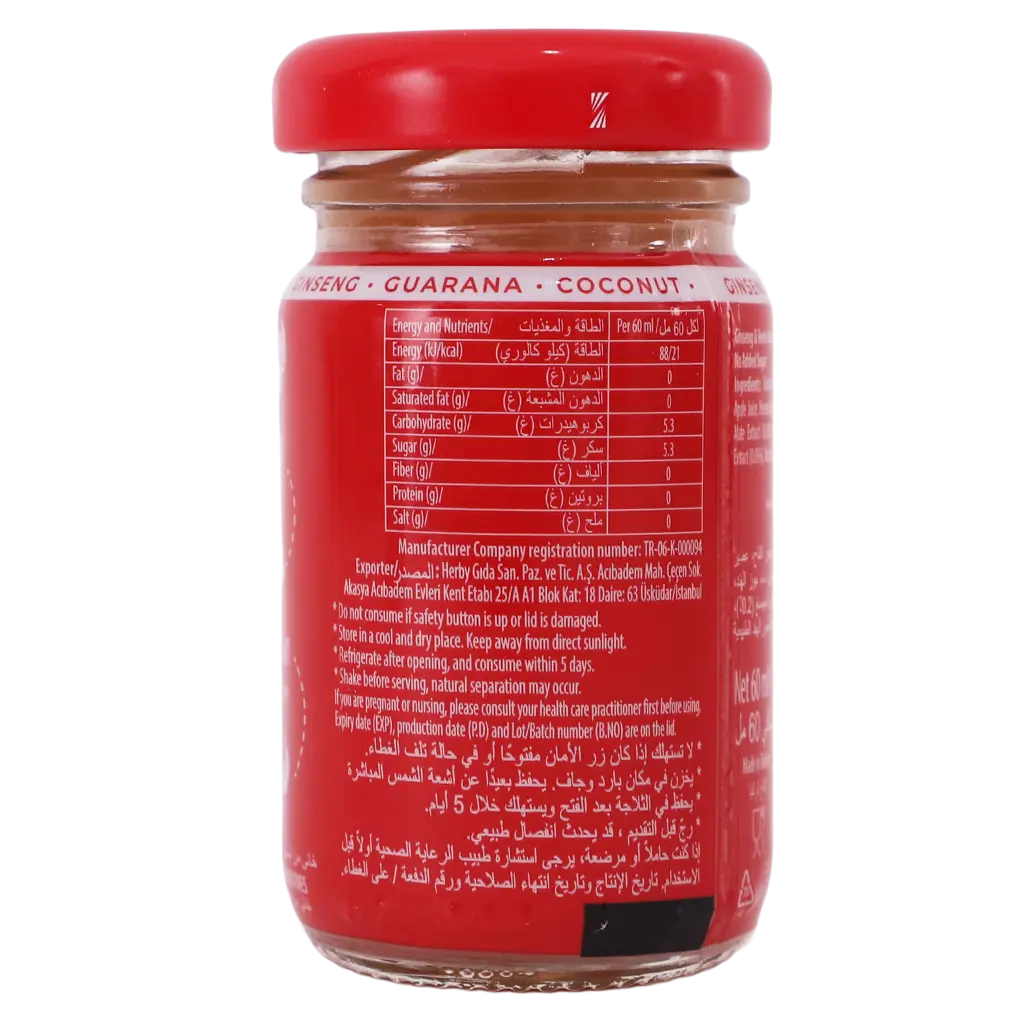 Herby Shot Ginseng Ginseng and Natural Herbs Drink without Added Sugar 60 ml - view 2