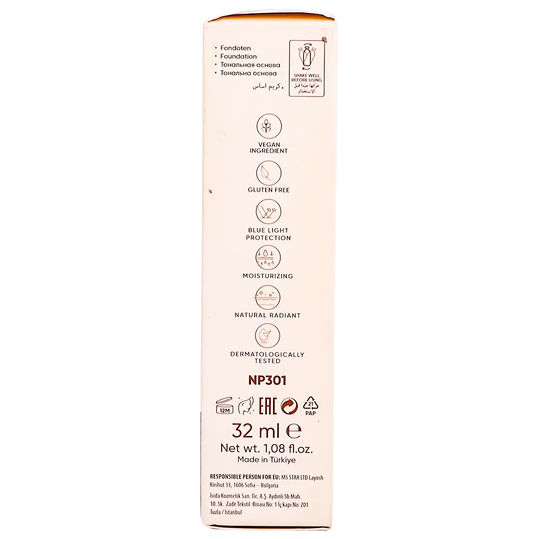 Neverti Moisturizing Natural Glow Foundation Creamy Beige 005 - view 6