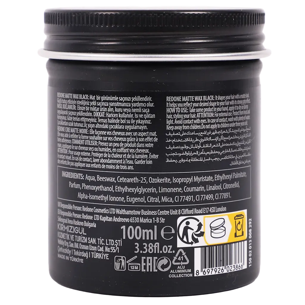 Red One Matte Hair Wax Black For Hair Styling 100 ml - view 2