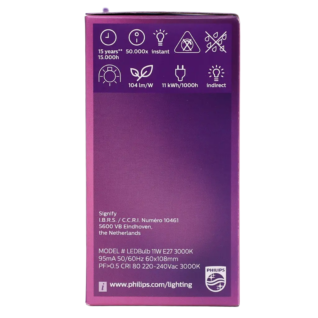 Philips Long Life LED Bulb In One Box 11W-E27-CCT 3000K-230V-3CT 3 pcs - view 5