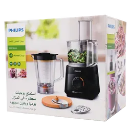 Philips Compact Food Processor 750W PowerChop 4 Accessories 1.5L Bowl 1.5L Blender 2 Speed+Pulse Black
