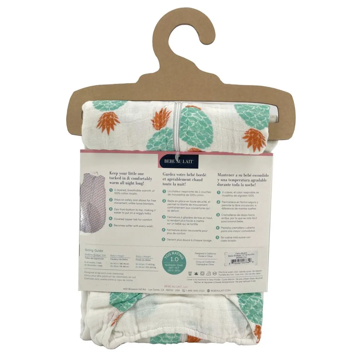 Babe Au Lait Muslin Bedtime Sleepers (12-18 Months)- Oahu - view 1