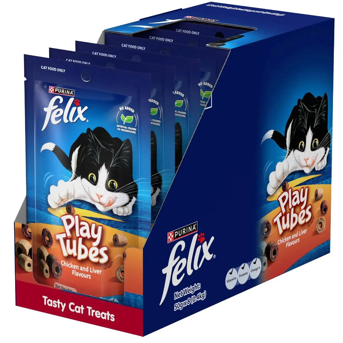 Felix Cat Treats Play Tubes Chicken and Liver 8x50 gm - view 1
