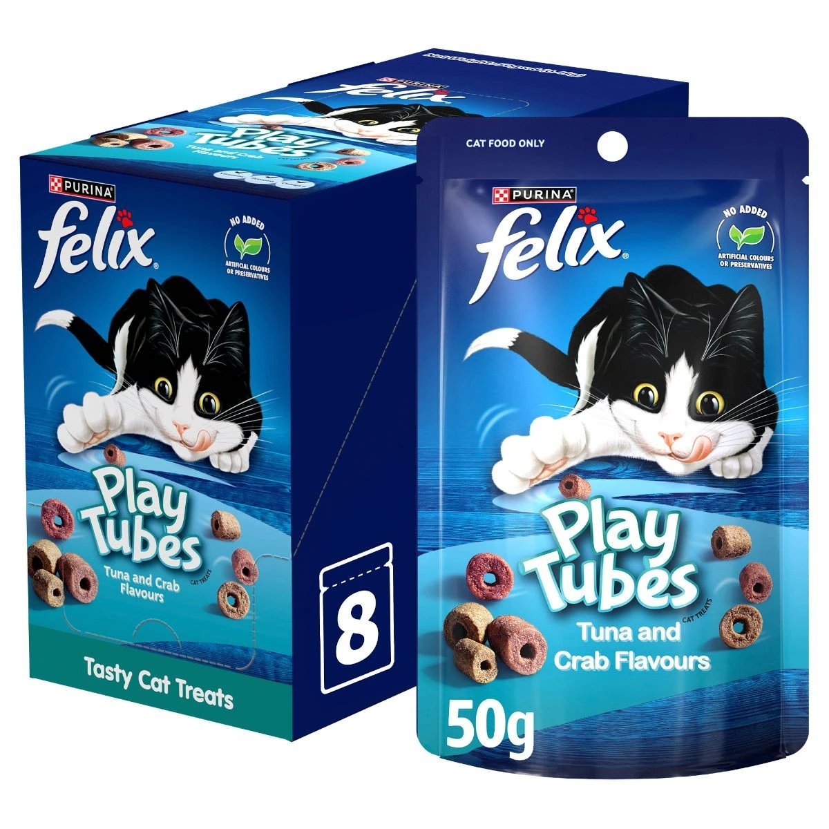 Felix Cat Treats Play Tubes Tuna and Crab 8x50 gm