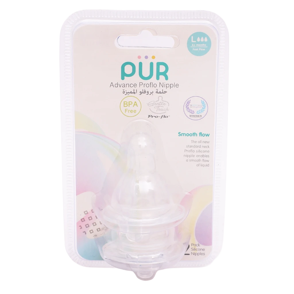 Pur Gentle Touch Slim Neck Nipple Size L-2pk 6+ months