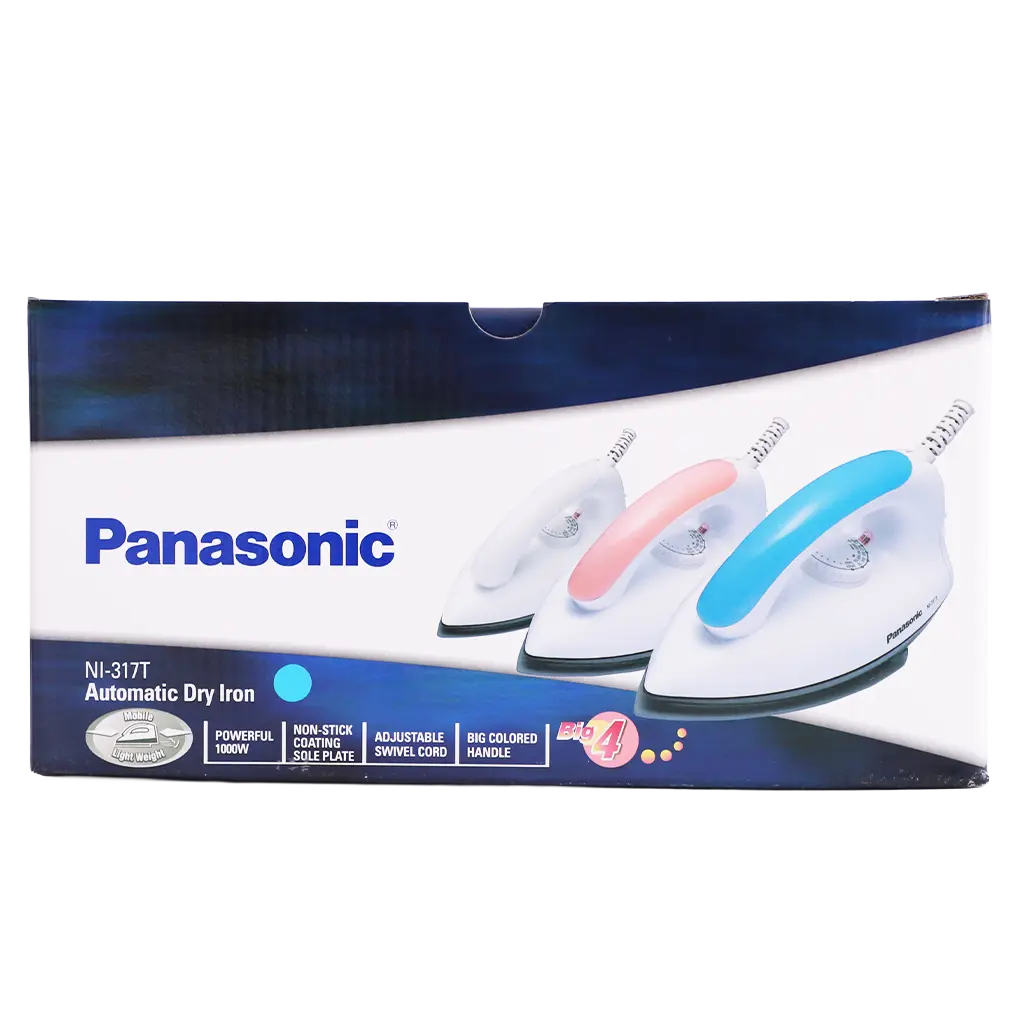 Panasonic Dry Iron 1000W Blue Light  Non Stick thermostatic button slit swivel cord - view 3