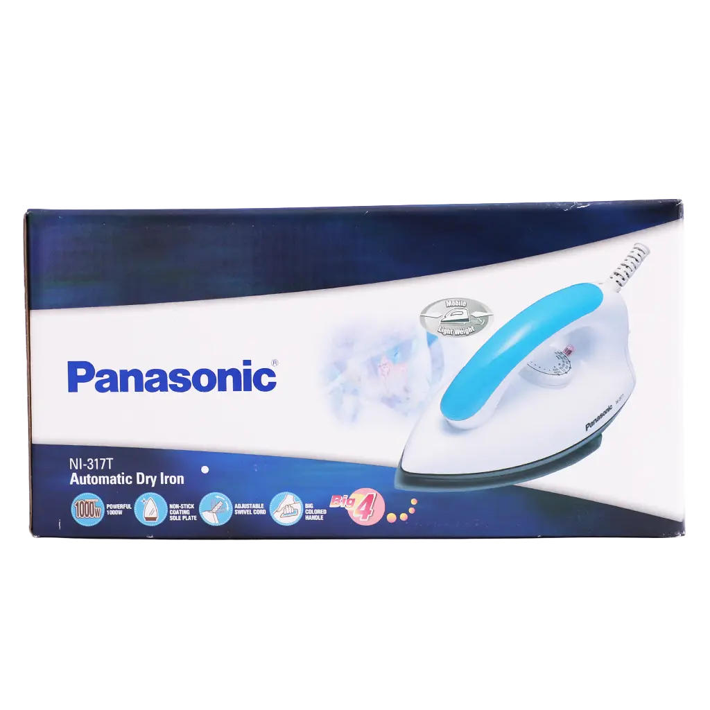 Panasonic Dry Iron 1000W Blue Light  Non Stick thermostatic button slit swivel cord - view 4