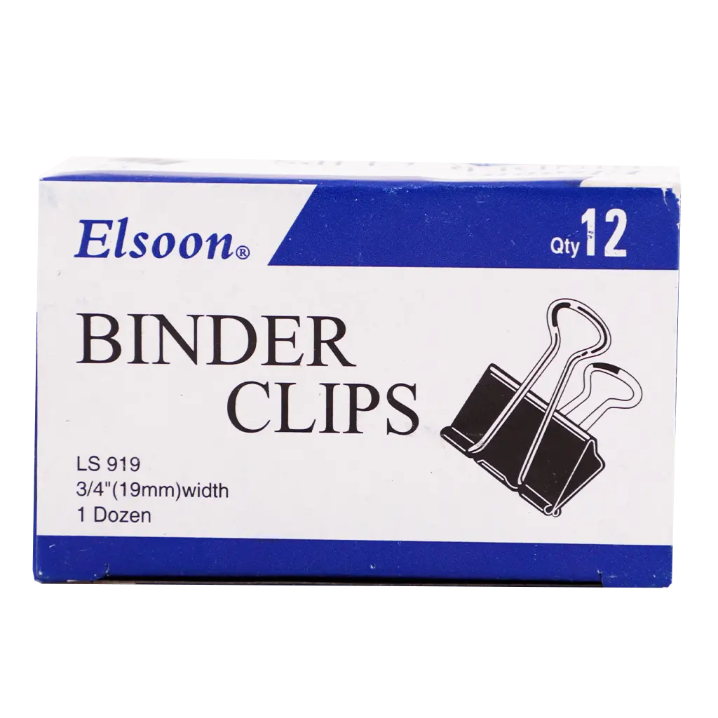 Elsoon  Binder Clips Size 19 mm box of 12 pcs - view 2
