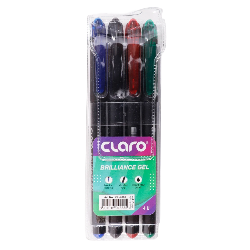 Claro Brilliance Gel Pen - Set Of 4-Clr