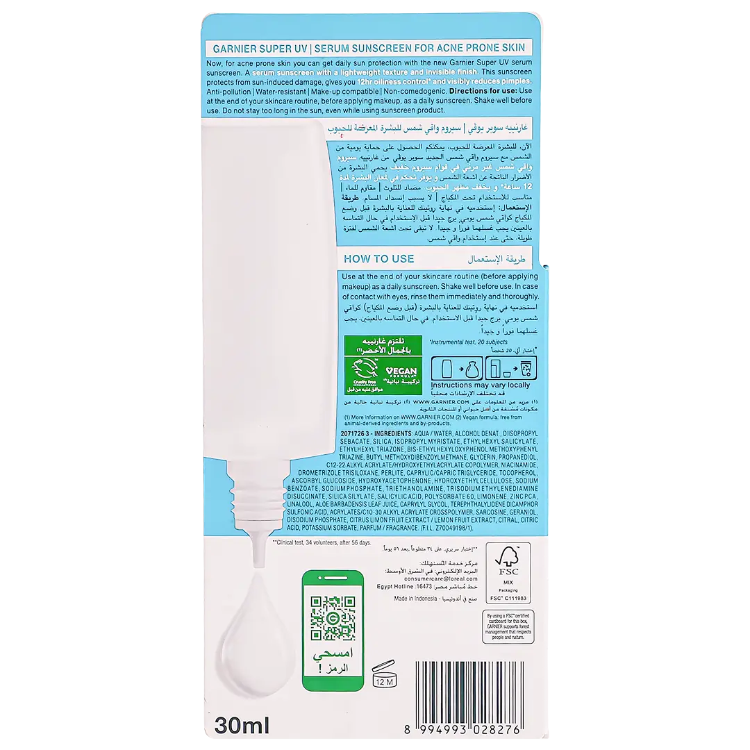 Garnier Skinactive Super Uv Acne Prone Serum Sunscreen 30ml - view 5