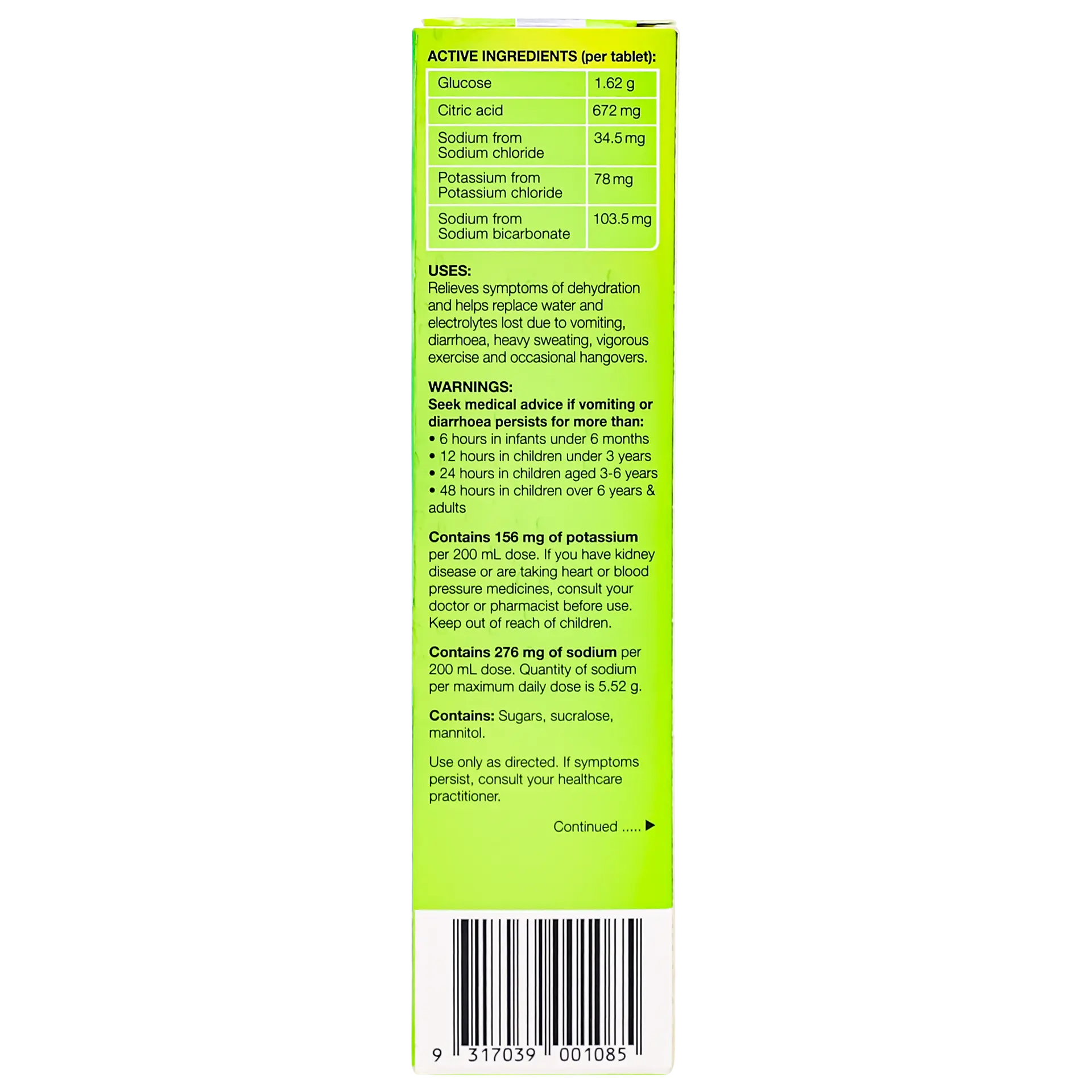 Hydralyte  Limon and Lime Flavoured Effervescent Electrolyte 20 Tablets - view 4