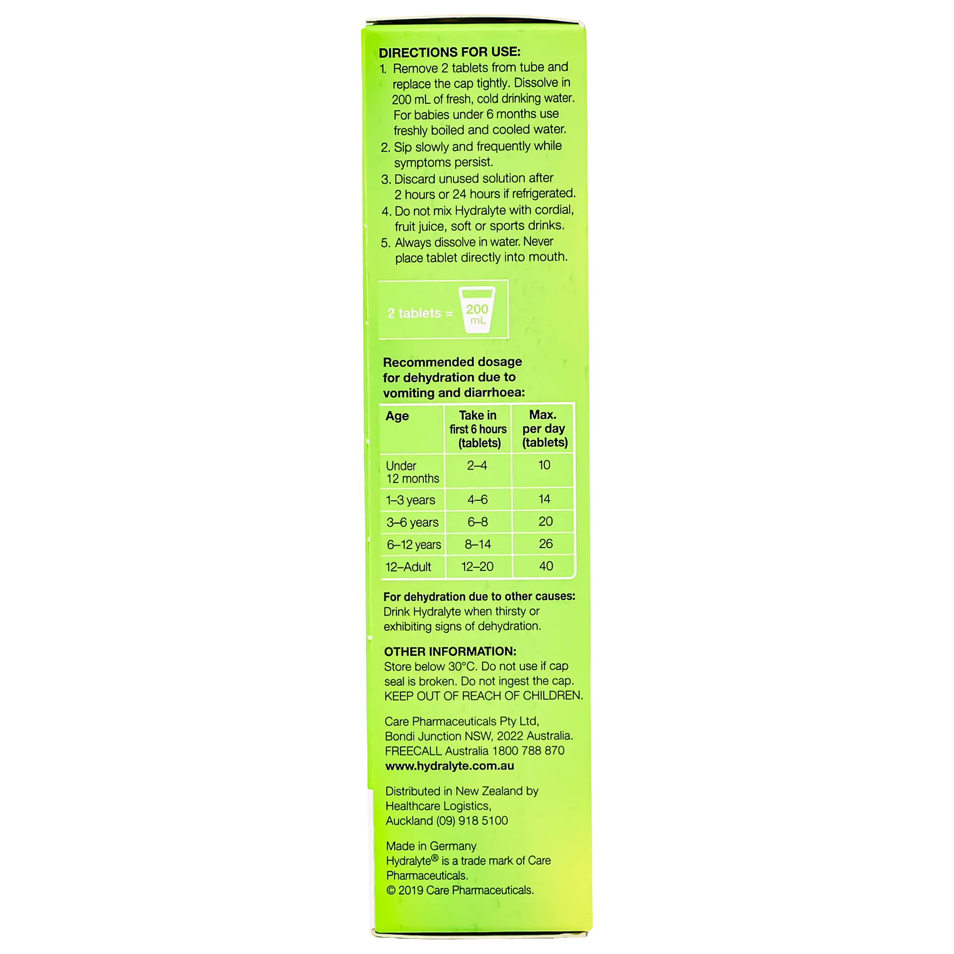 Hydralyte  Limon and Lime Flavoured Effervescent Electrolyte 20 Tablets - view 5
