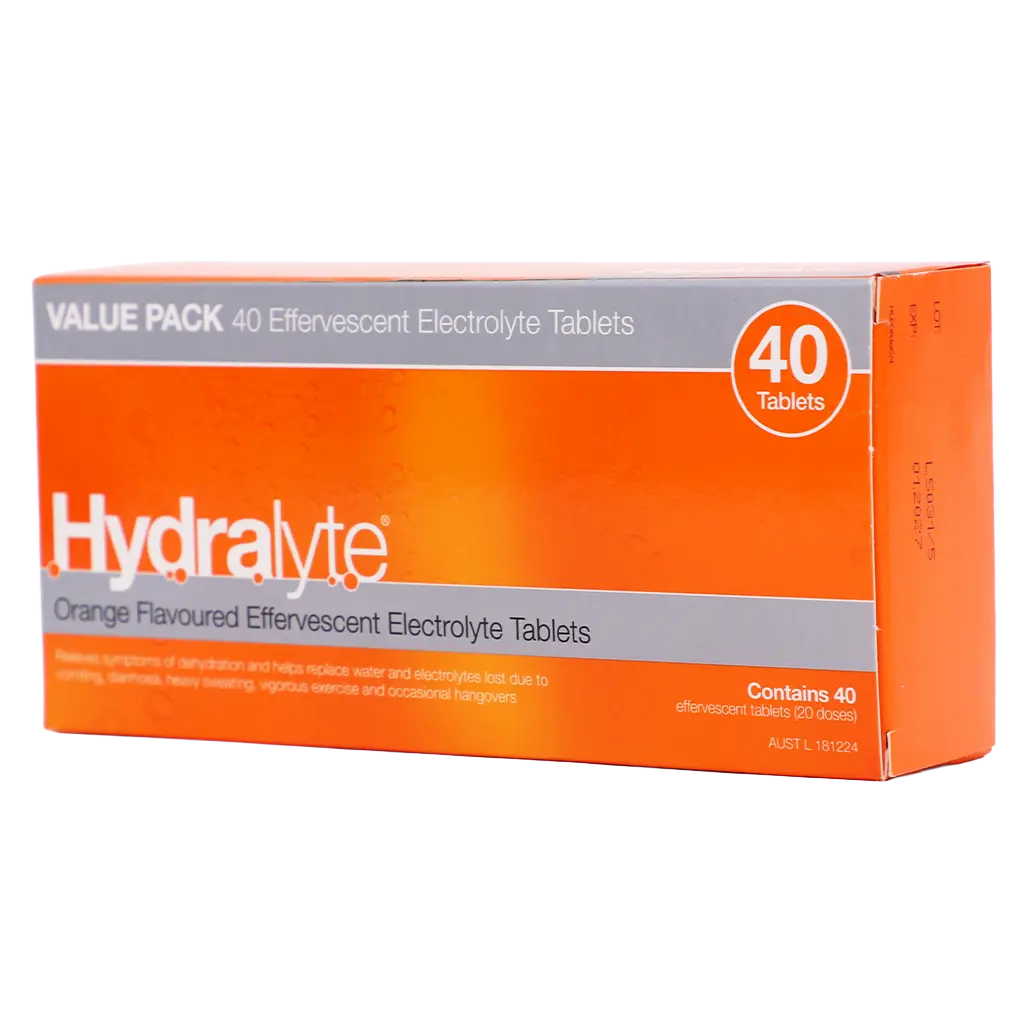 Hydralyte Orange Flavoured Effervescent Electrolyte 40 Tablets - view 1