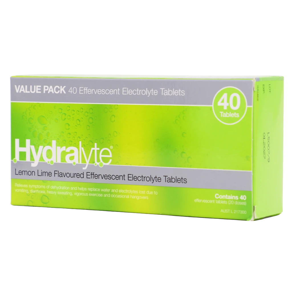 Hydralyte  Limon and Lime Flavoured Effervescent Electrolyte 40 Tablets