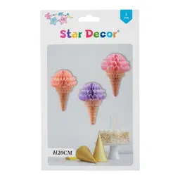 Hanging Paper Decoration in The Shape of Icecream 3 pcs 20 cm