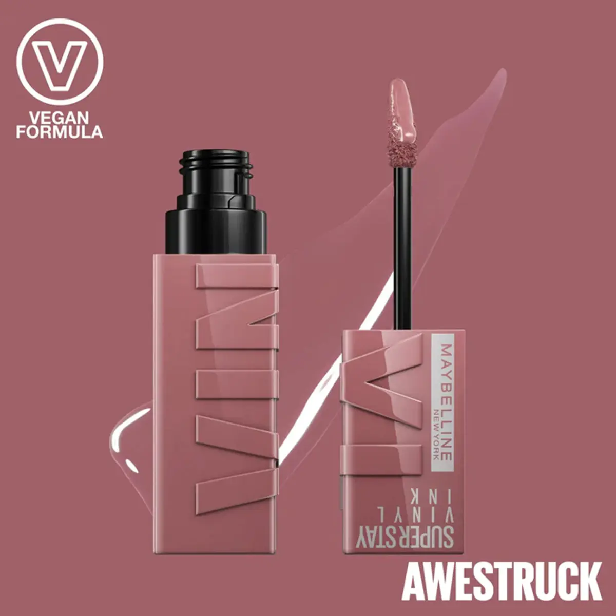 Maybelline Super Stay Vinyl Ink Nudes Longwear Transfer Proof Gloss Lipstick Awestruck - view 3