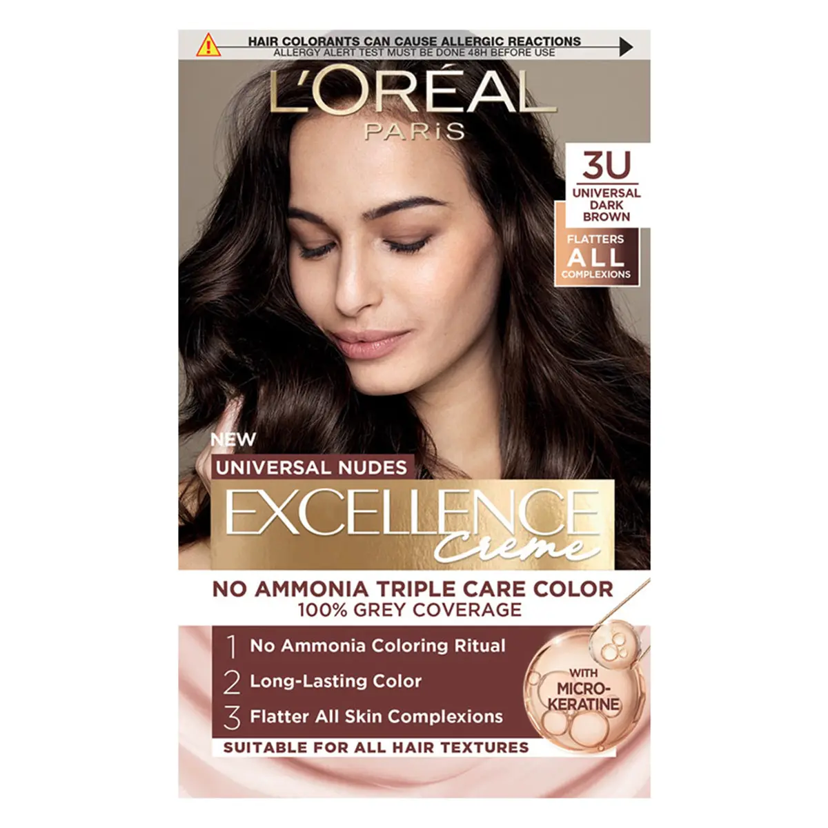 L'Oreal Paris Excellence Creme Universal Nudes Hair Color Free Ammonia 3U Dark Brown - view 1