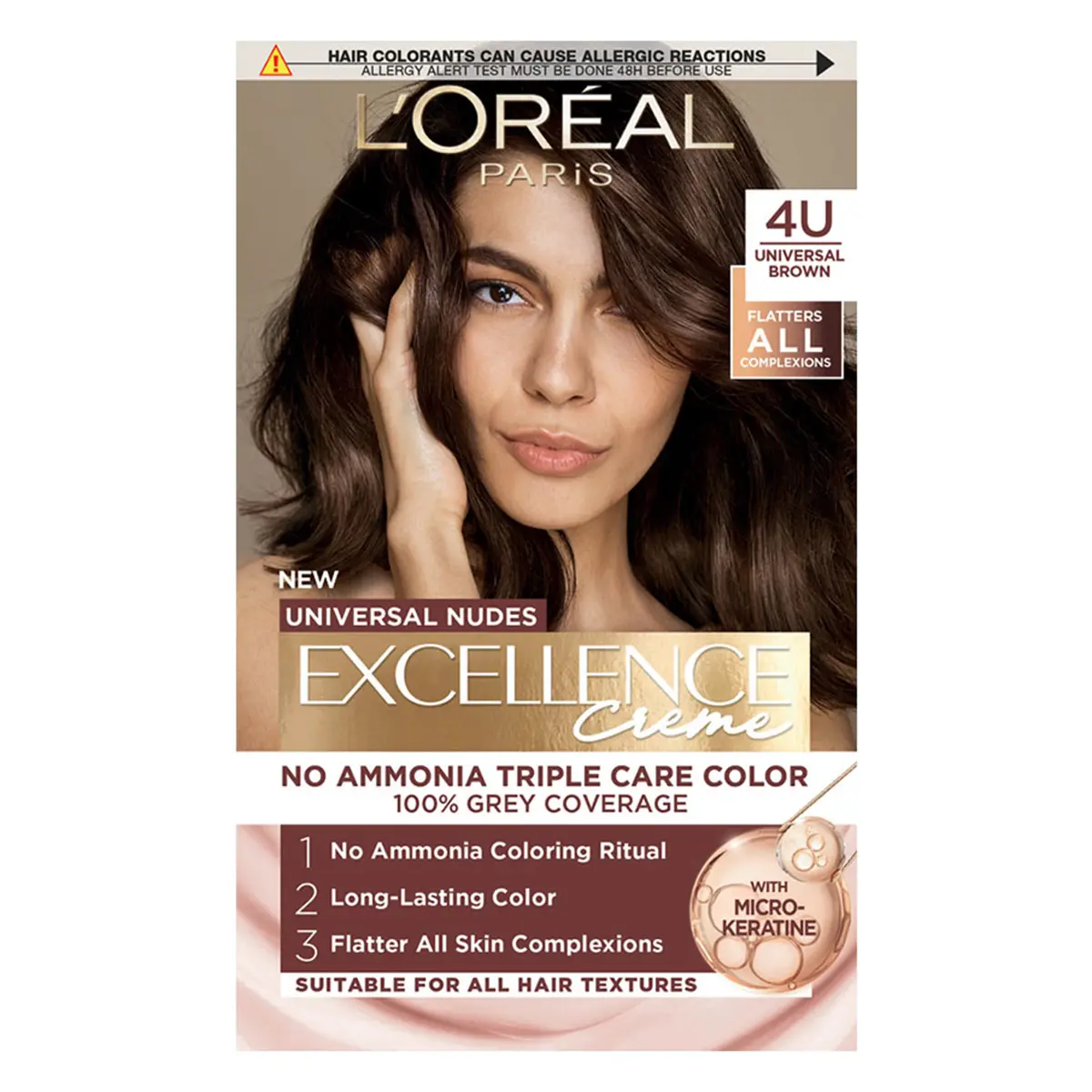 L'Oreal Paris Excellence Creme Universal Nudes Hair Color Free Ammonia 4U Brown - view 1