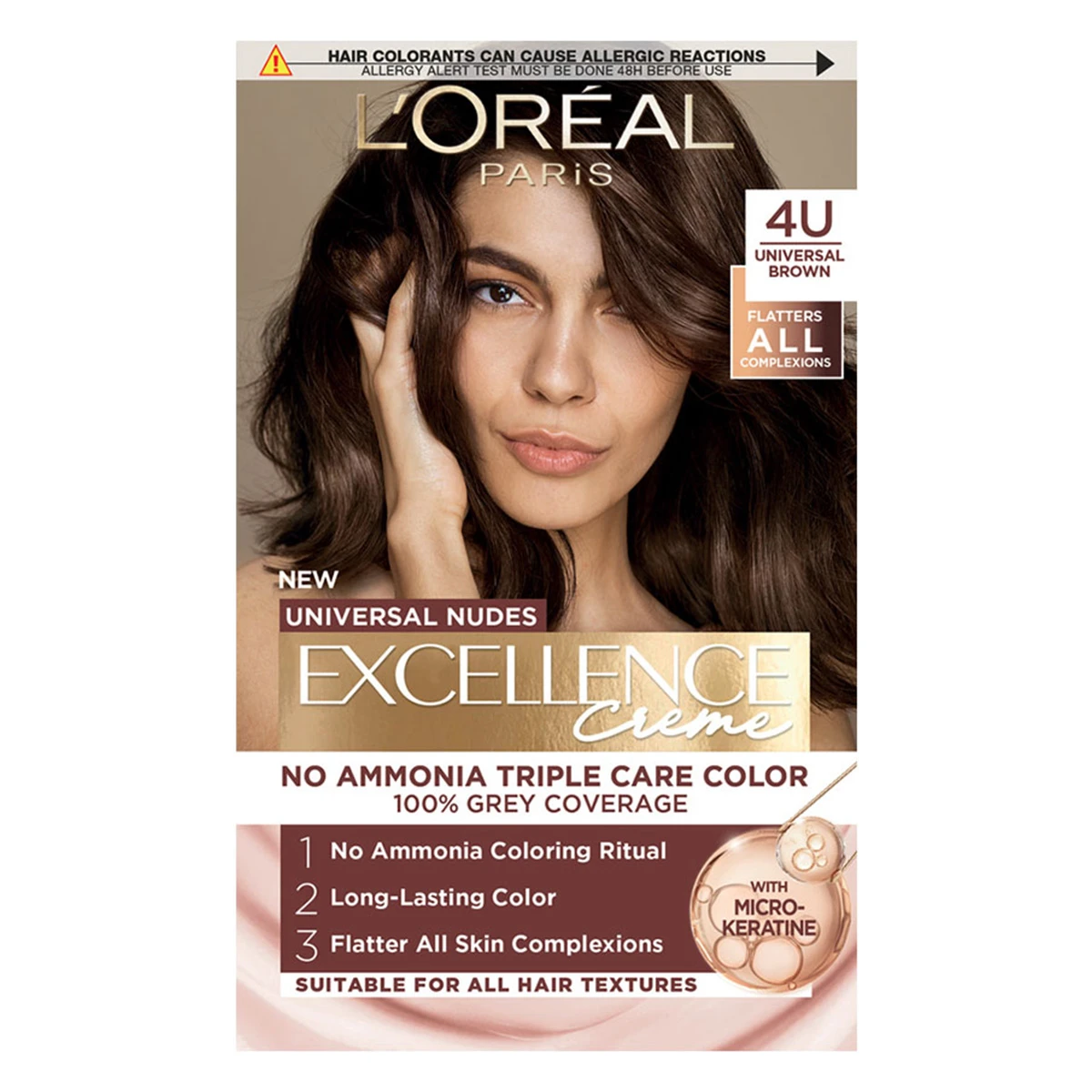 L'Oreal Paris Excellence Creme Universal Nudes Hair Color Free Ammonia 4U Brown
