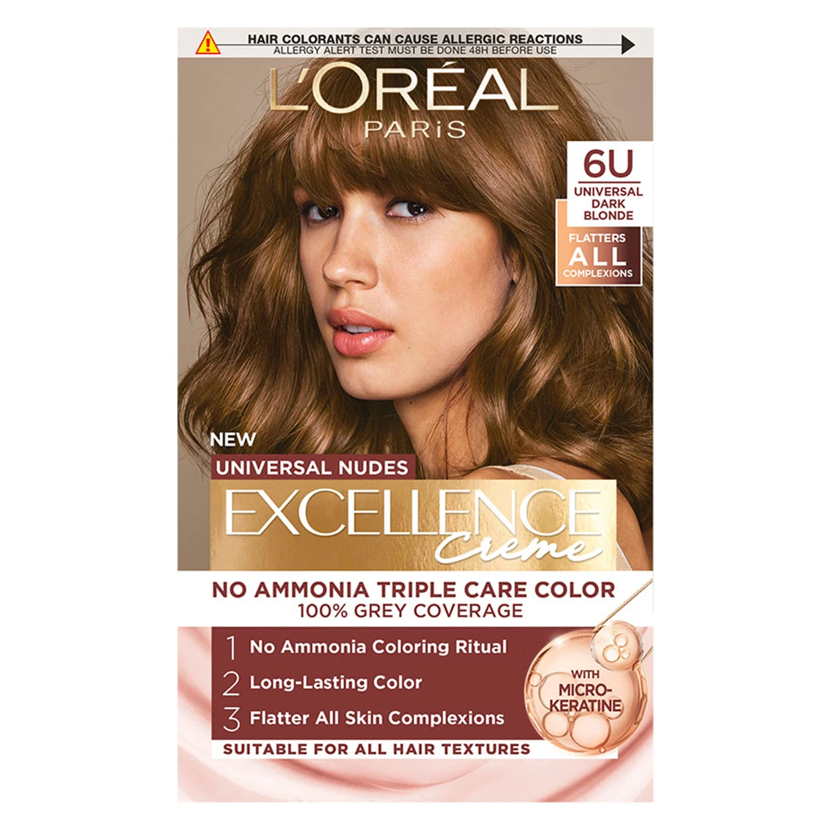L'Oreal Paris Excellence Creme Universal Nudes Hair Color Free Ammonia 6U Dark Blonde
