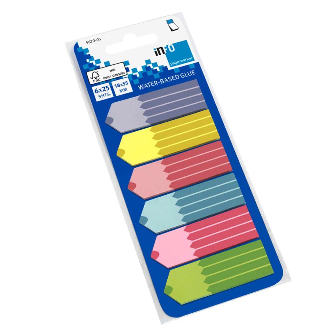 Info Notes Page Markers 6 Colors Pen Shape 18*55Mm 25 Sheets